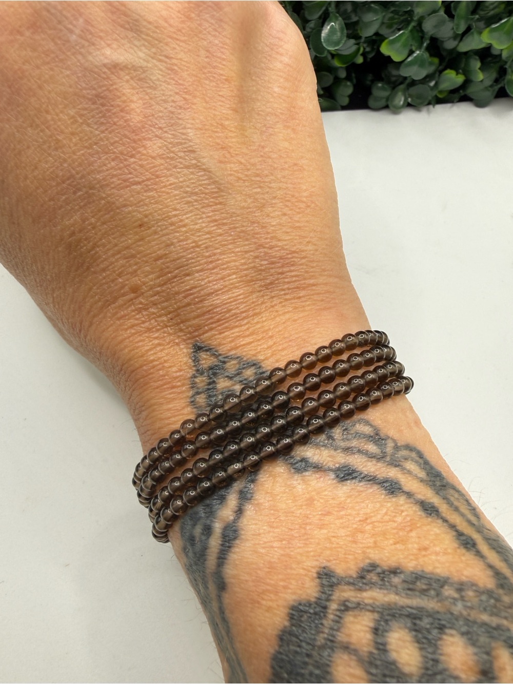 Smoky Quartz 3mm Beaded Necklace or Wrap Bracelet